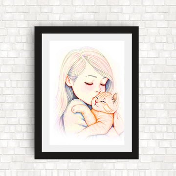 Ava | Color Pencil Sketch Family & Pets